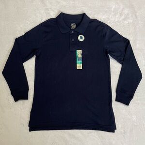 NEW Faded Glory‎ Polo Long Sleeve Dark Blue Youth Boys Size Large 10/12 NWT